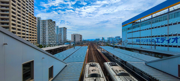 日本名古屋城市风光高架铁路建筑摄影素材