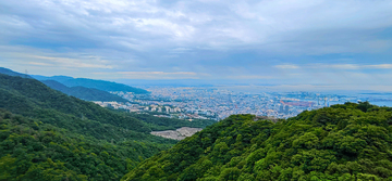 航拍日本神户城市山景自然风光设计素材
