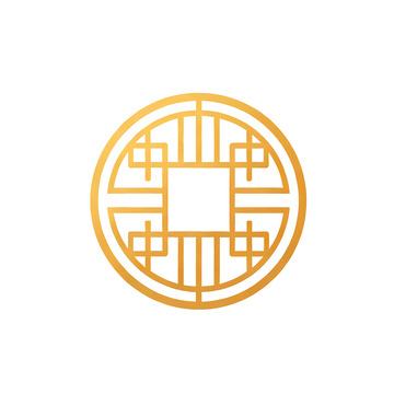 金色线条中式窗格图案设计素材