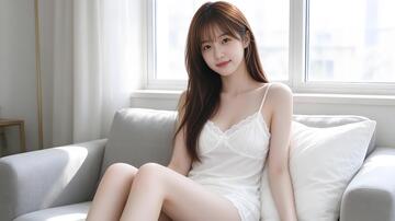 清新风少女居家写真摄影素材