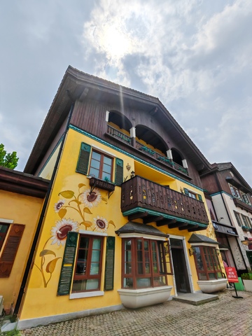 手绘风黄色花卉欧式建筑民宿设计素材