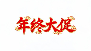 中国风红色书法年终大促艺术字设计素材
