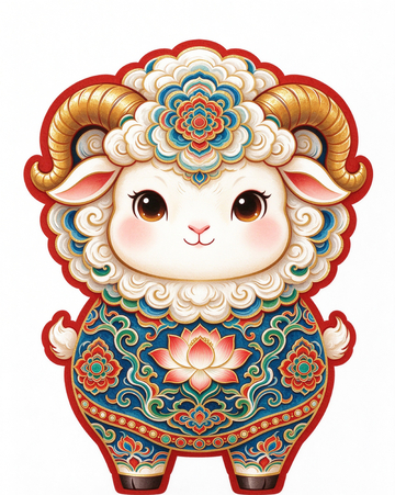 国潮风可爱生肖羊插画设计素材
