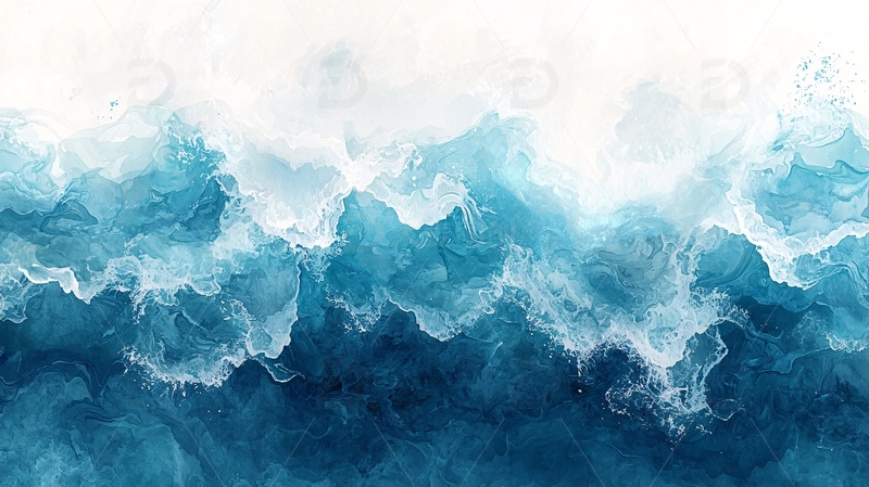 高清大图下载【趣麦麦图】水彩风格的抽象海洋