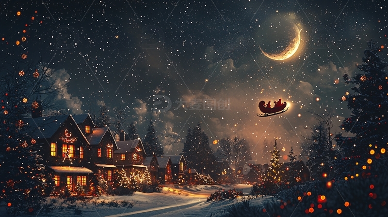 高清大图下载【趣麦麦图】圣诞夜雪景