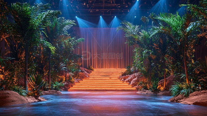 高清大图下载【趣麦麦图】热带雨林舞台灯光