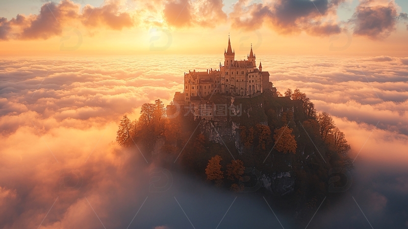 高清大图下载【趣麦麦图】云海之上的城堡