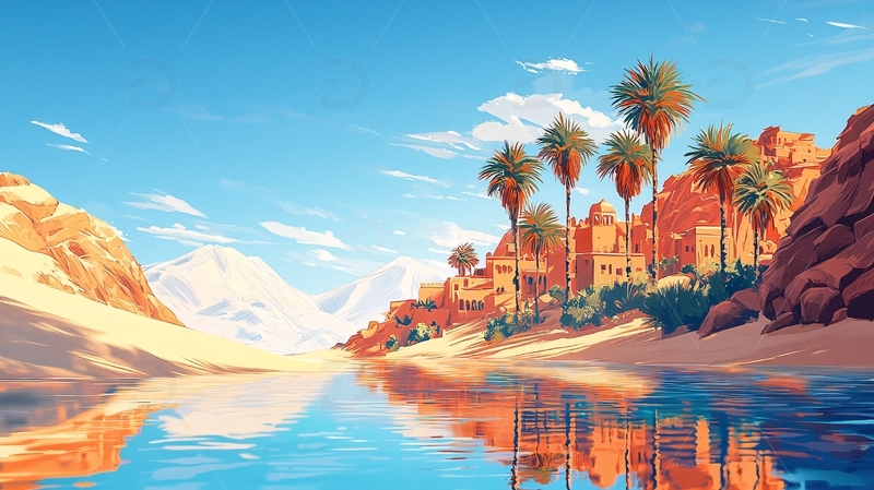 高清大图下载【趣麦麦图】沙漠绿洲