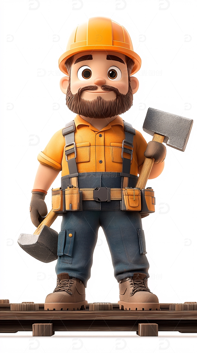 高清大图下载【趣麦麦图】卡通工人1