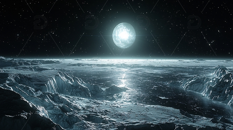 高清大图下载【趣麦麦图】冰冻星球的蓝色月亮