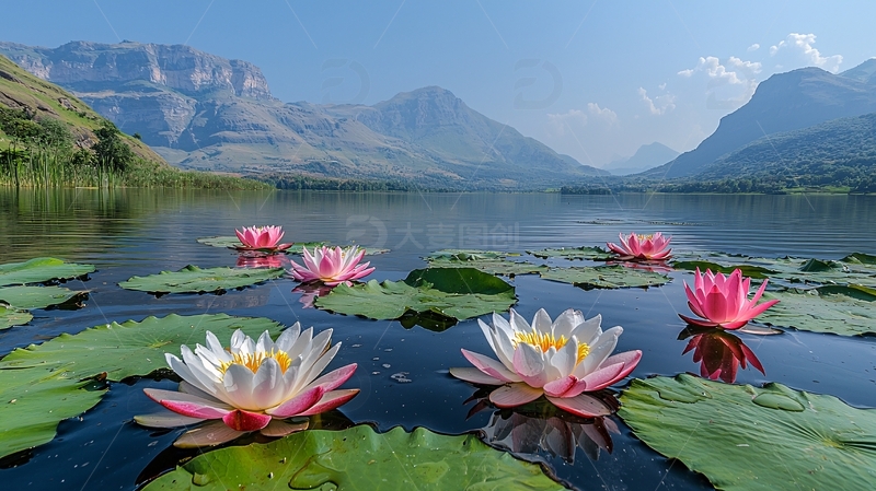 高清大图下载【趣麦麦图】高山湖泊睡莲