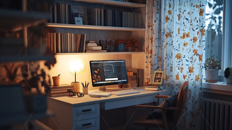 高清大图下载【趣麦麦图】温暖舒适的居家办公桌