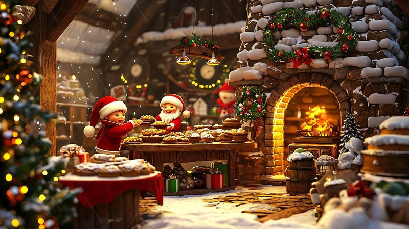 高清大图下载【趣麦麦图】圣诞节烘焙小屋