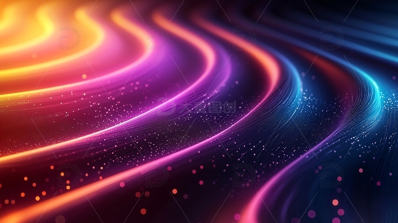 高清大图下载【趣麦麦图】彩色流动光线背景
