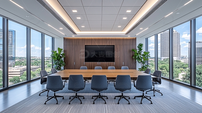 高清大图下载【趣麦麦图】现代明亮的高层会议室