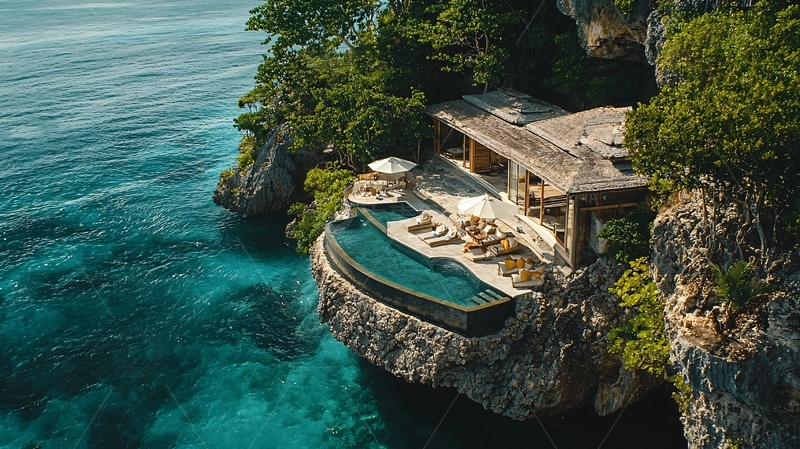 高清大图下载【趣麦麦图】海边悬崖峭壁别墅