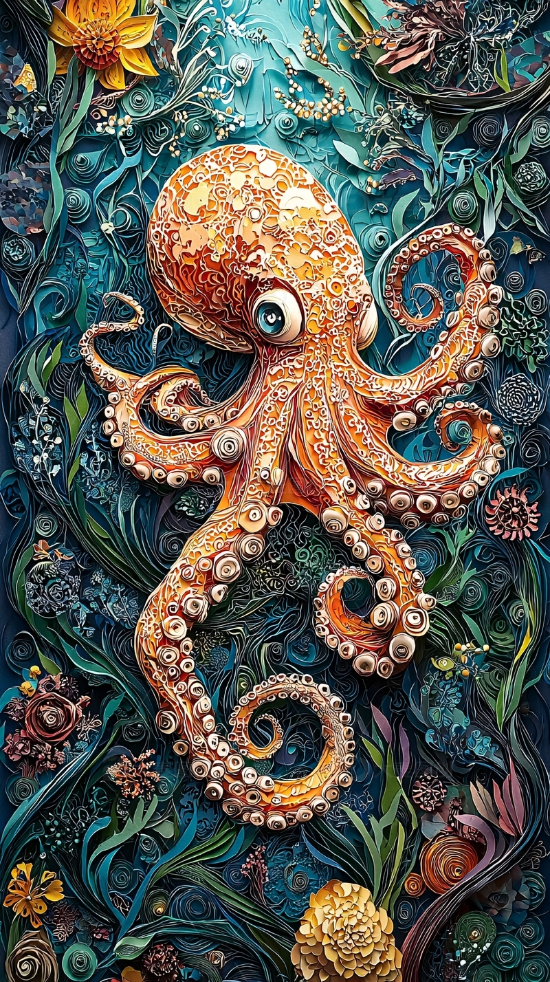 高清大图下载【趣麦麦图】精美章鱼水下世界插画