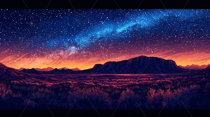 高清大图下载【趣麦麦图】星空山景梦幻绚丽