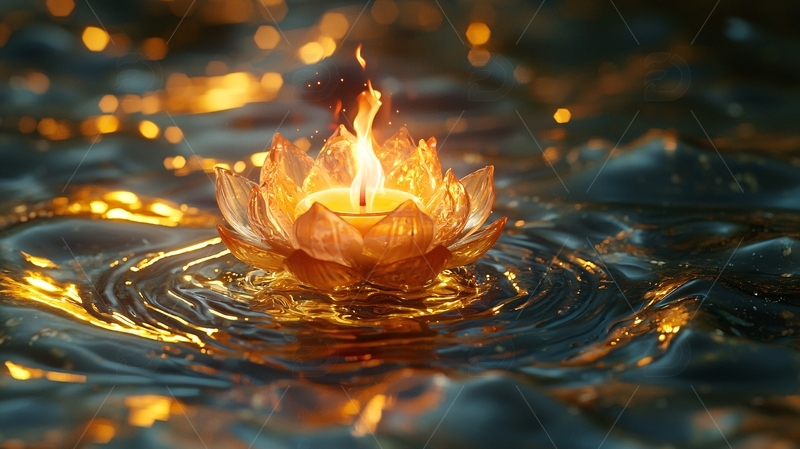 高清大图下载【趣麦麦图】金色莲花中的火焰