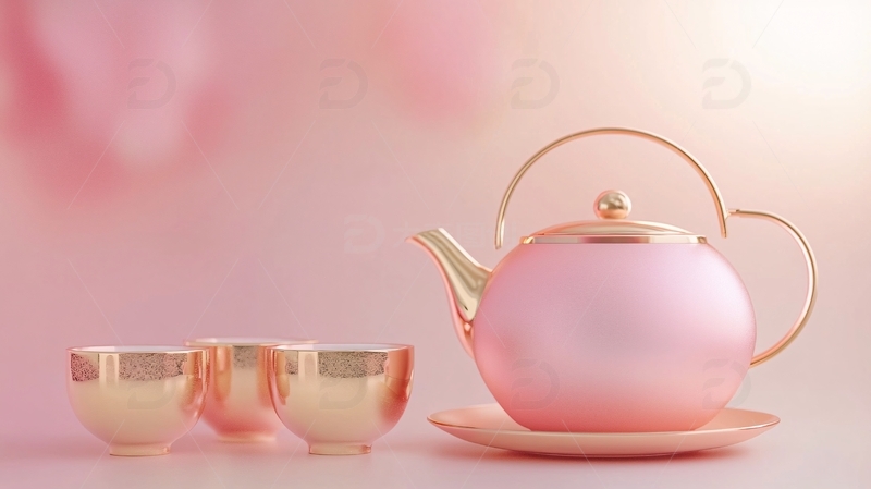 高清大图下载【趣麦麦图】粉色茶具