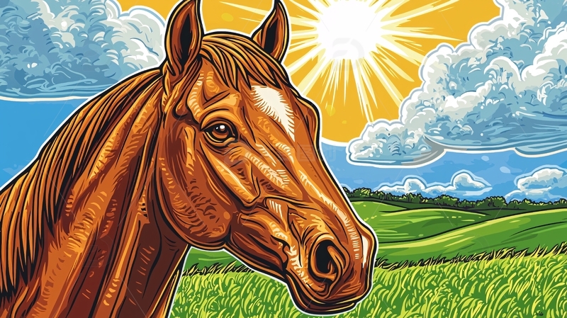 高清大图下载【趣麦麦图】阳光下棕马头像