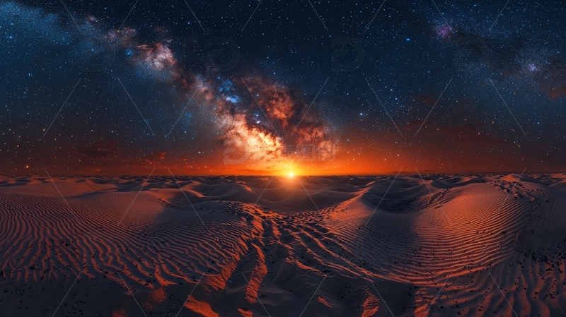 高清大图下载【趣麦麦图】沙漠星空日出景观