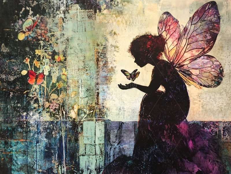 高清大图下载【趣麦麦图】小女孩与蝴蝶仙子