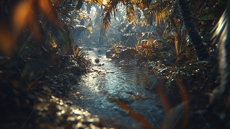 高清大图下载【趣麦麦图】丛林溪流神秘景色