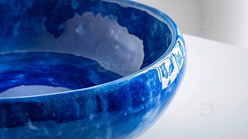 高清大图下载【趣麦麦图】蓝色陶瓷碗