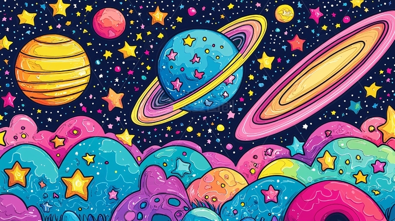 高清大图下载【趣麦麦图】卡通宇宙星空