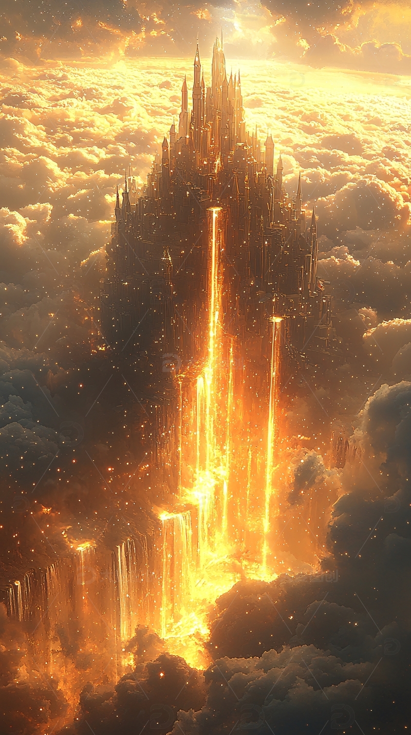 高清大图下载【趣麦麦图】云端之上的火焰城堡