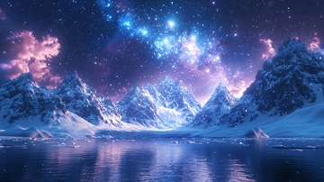 梦幻冰雪山脉星空