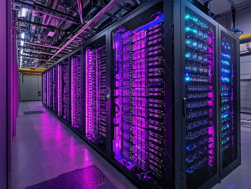 高清大图下载【趣麦麦图】数据中心内部机柜排列