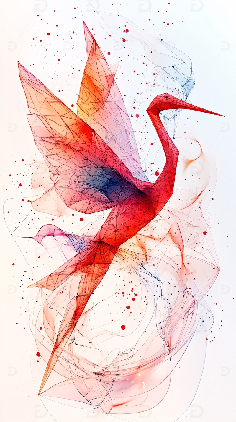 高清大图下载【趣麦麦图】抽象红鹤