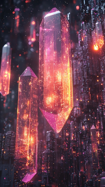 发光晶体构成的科幻城市