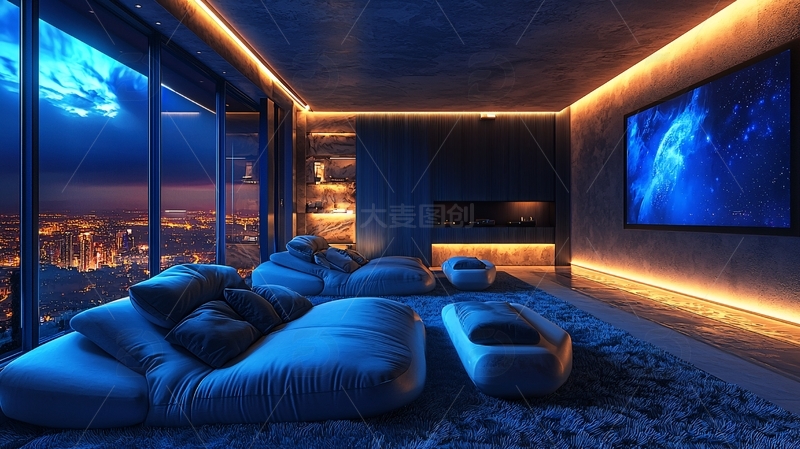 高清大图下载【趣麦麦图】夜景家居影院