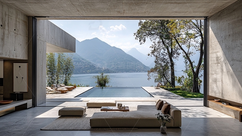 高清大图下载【趣麦麦图】湖景泳池别墅