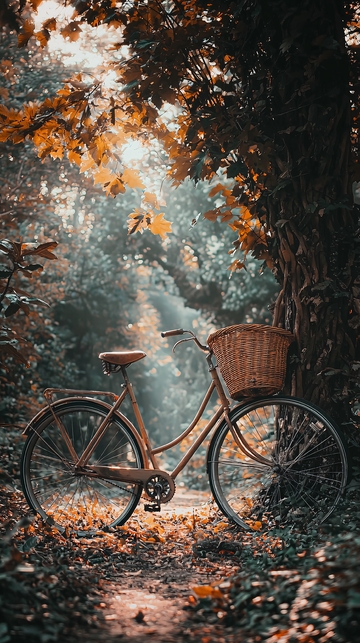 森林小路复古自行车