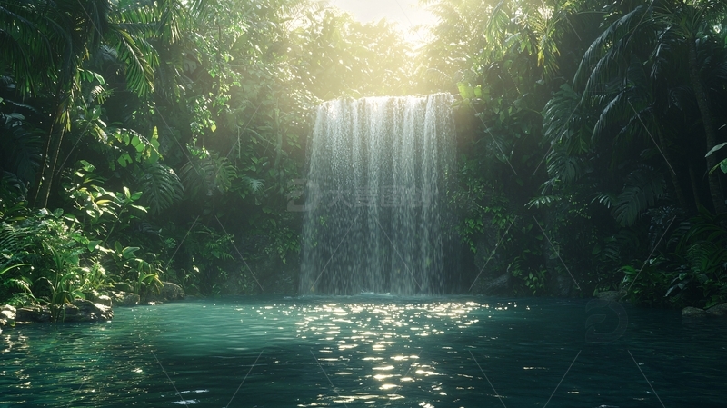 高清大图下载【趣麦麦图】热带雨林瀑布