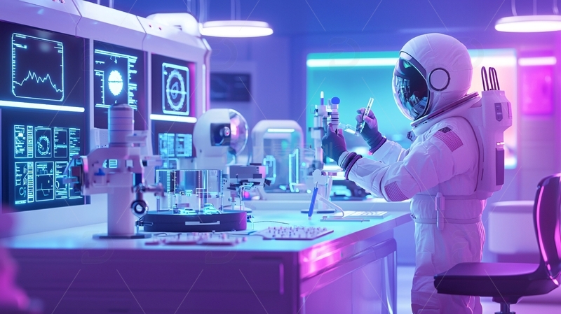 高清大图下载【趣麦麦图】宇航员太空实验室