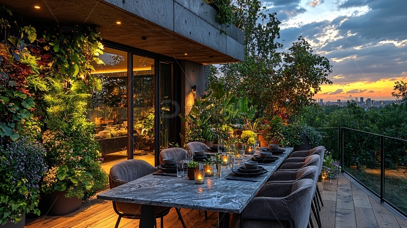 高清大图下载【趣麦麦图】高端别墅露台夜景