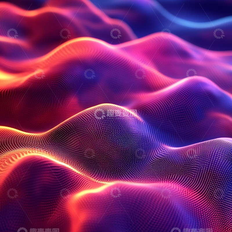 高清大图下载【趣麦麦图】紫色红色渐变波浪点阵