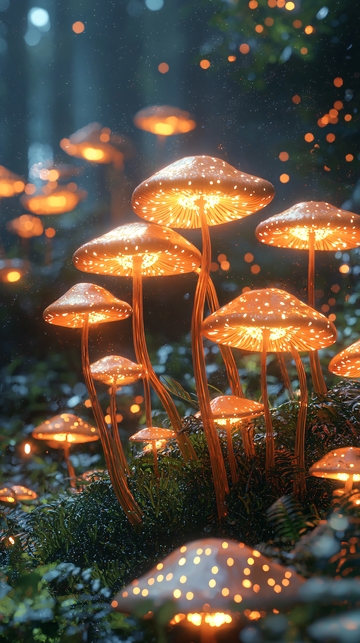 发光蘑菇在森林
