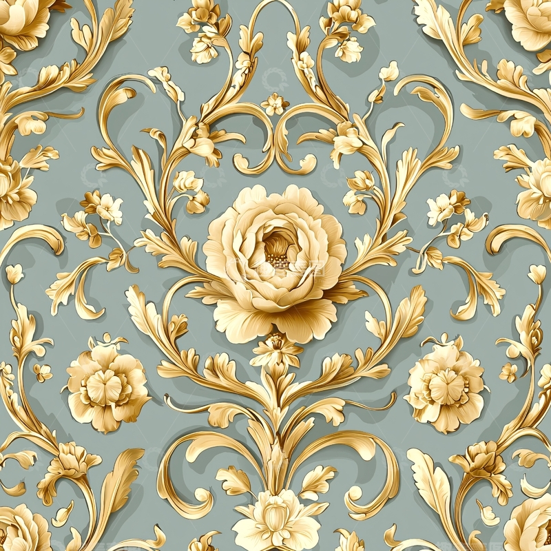 高清大图下载【趣麦麦图】金色花纹壁纸背景