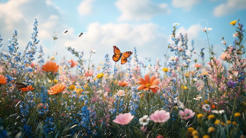 高清大图下载【趣麦麦图】鲜花盛开的草地