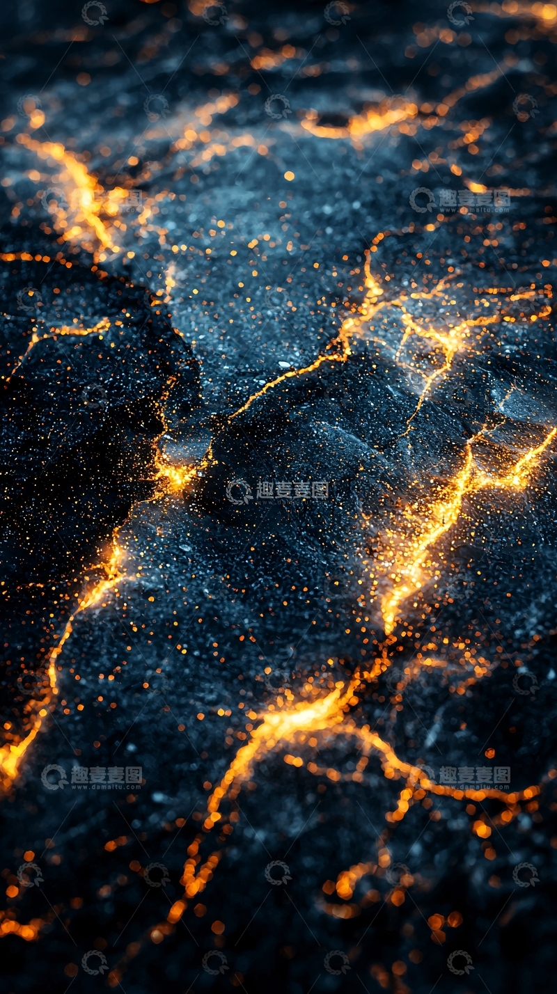 高清大图下载【趣麦麦图】岩石裂缝中流动着熔岩