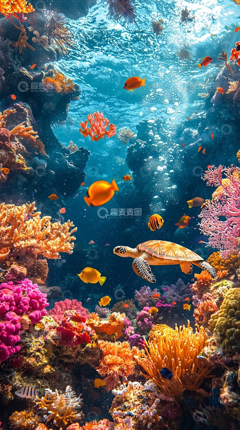 高清大图下载【趣麦麦图】海底珊瑚礁和海洋生物