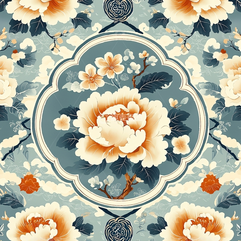 高清大图下载【趣麦麦图】典雅中国风牡丹花纹样