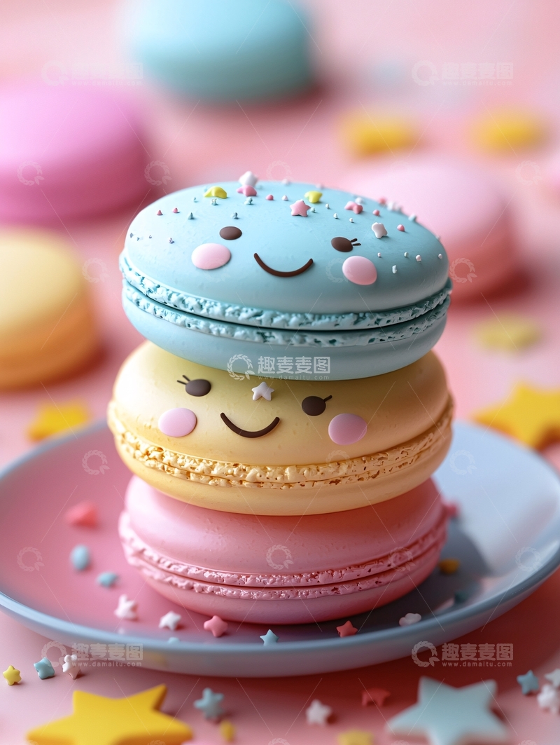 高清大图下载【趣麦麦图】卡通马卡龙堆叠