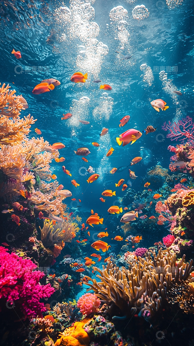 高清大图下载【趣麦麦图】水下珊瑚礁鱼群